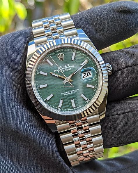 rolex green face date just|Rolex Datejust 41mm green dial.